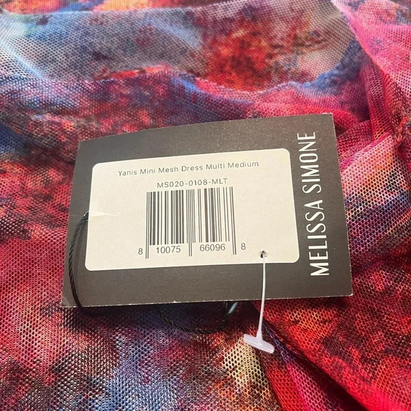 NWT Melissa Simone Yanis Mini Mesh Dress in Multi / Size M - Picture 13 of 16